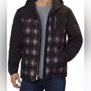Pendleton Mens XL 650 Fill Duck Down Black Ombre Plaid Hooded Jacket Outdoors